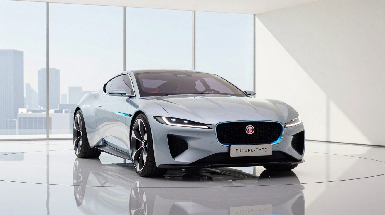 Carro esportivo elétrico futurista prata exibido em ambiente interno com janelas amplas e iluminação natural.