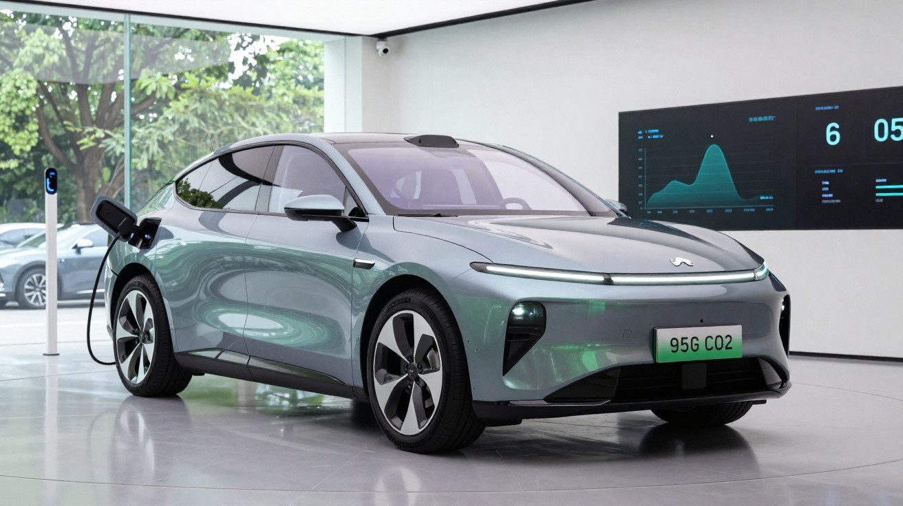 Carro elétrico cinza carregando em estação dentro de ambiente moderno e iluminado.